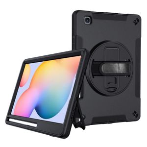 Back case cover with hand strap, rotating stand and front screen protector for Tab S6 lite