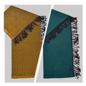 Butterfly Multicolour Pair of Shawls - 2 pcs  - with gold and green colors