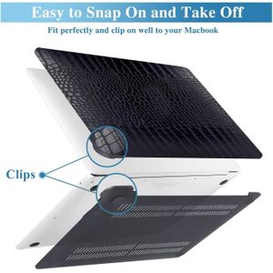 Apple Crocodile Leather Shell MacBook Case Cover For Macbook Pro 13 A1706 A1708 A1989 A2159 A2251 A2289 A2338 - Black