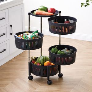 Kitchen Storage Basket Rack With Wheels 
