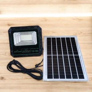 JSOT  100W Premium Solar Flood Light with High Brightness Output, Large Battery Capacity, Automatic Light Control & IP66 Waterproof Rustproof Build