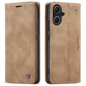 Caseme  Brown Soft Leather Wallet Flip Cover Case for Xiaomi Redmi Note 13 Pro+ 5G (redmi note 13 pro plus)