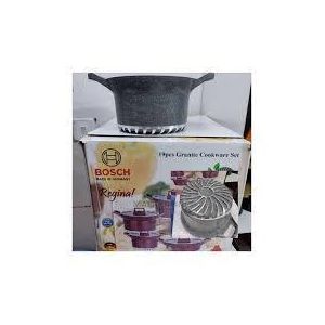 10-Piece Granite Non-Stick Cookware Set With Tempered Lids and Heat-Resistant Handles