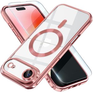 Electroplated Clear MagSafe Case with Camera Lens Protector for iPhone 17 Air - Rose Gold
