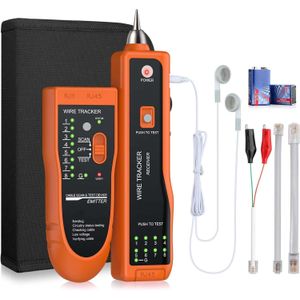 Professional Network Tester XQ 350 Cable Break Point Tracer with Earphone High Sensitive Telephone Wire Tracker for LAN Ethernet BNC RJ45 RJ11  Finder for Line DC Detecting/Anode/Cathode Determination Diagnose Tone Networking Tool with Crystal Head XQ350