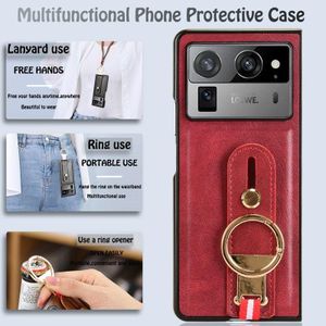 Cover PU Leather Case with Wrist Strap Protective Back Case Leather Phone Case for Tecno Phantom V Fold 2 5G