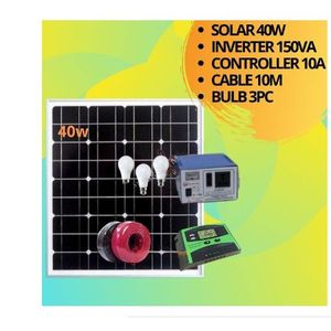 Sunnypex 40 W Solar Panel Mid Kit +150Va Solar  Power  Inverter +10Ah Solar Charge Controller + 3 Dc Bulb + 10M Cable (5m Red, 5m Black )