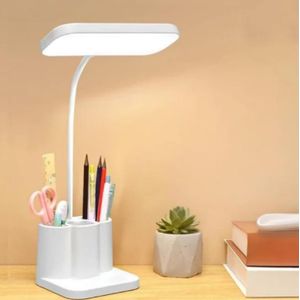 Excellent quality LED desk lamp white abs modern desk light classic home led lamp with USB port pen holder 