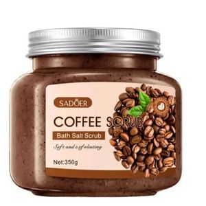 SADOER Coffee Body Scrub- Facial & Bath Salt Exfoliator – All-in-One Skin Brightening & Moisturizing SPA Treatment 350ml