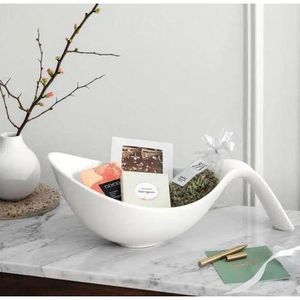Ceramic oval bowl with handle big and small ,Flow Bowl With Handle, Premium Porcelain