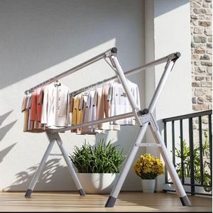 Stainless steel Retractable Double tier Folding Rust Resistant Clothing Drying Rack 