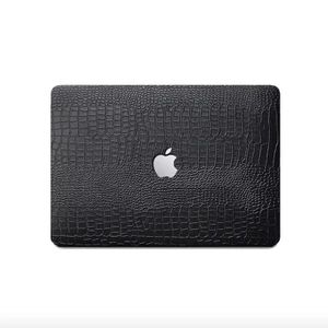 Apple Crocodile Leather Shell MacBook Case Cover For Macbook Pro 14 A2442 A2779 A2992 A2918 A3112 A3185 A3401 A3434- Black