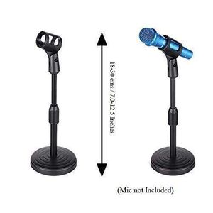 Tabletop Microphone Stand, Extendable 2 Step Table Desktop Microphone Stand Holder Mic Clip, Studio Sound Recording, Mic Microphone Shock Mount Clip Holder - Plastic