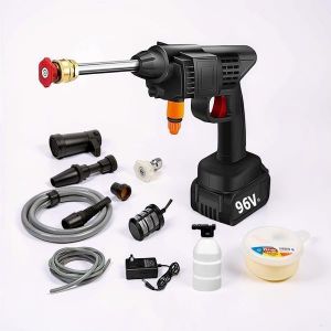Heavy Duty Portable 96V 12000Mah 2 Rechargeable Lithium Ion Batteries Cordless Car Washer Car Washing High Pressure Washer Gun Machine