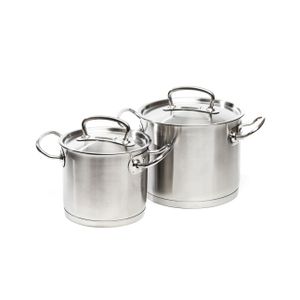 Tornado 14-Piece Stainless Steel Cooking Pot Set – Heavy Duty Sufuria Set with Lids (Silver)