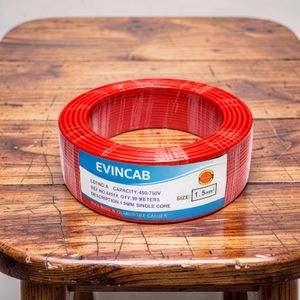 Evin 1.5mm Red Single Core Solid High Strength Flame Safe PVC Indoor Electrical Wiring Cable