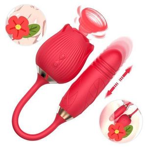Rose dual sucking and thrusting Adult Tool Stimulator for Women, Quiet 10 Speed Adult Toys Waterproof Automatic Electric Adult Toys Machine Pleasure Rose sucker sex toy vibrator for Women