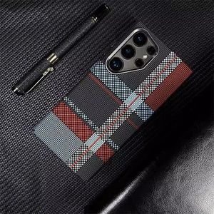 LUXO/Free Air Carbon Classic Checkerboard Texture Slim PC Case With Magnet, MagSafe Compatible Cover For Samsung Galaxy S25 Ultra