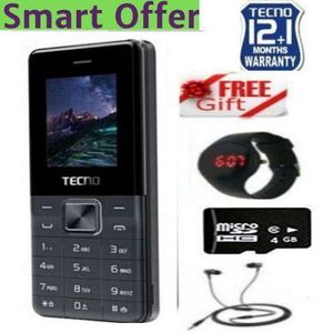 Tecno T 301, (Dual Sim) FM, Button Phone  KABAMBE PHONE-Black + FREE GIFTS KADUDA