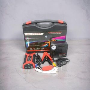 Low Maintenance Compact Design 12V 99800mAh High Capacity High Power Emergency Car Jump Starter Battery Booster Power Bank with Tire Inflator Air Compressor Pump