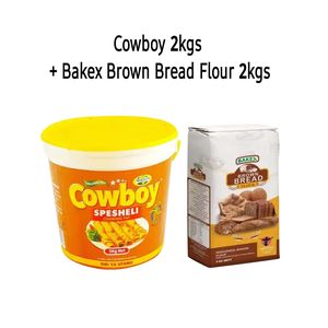 BAKEX Brown Bread Flour (2 kgs)and Cowboy Spesheli Cooking Fat (2 kgs) for home baking and commercial bakeries for healthier bread options