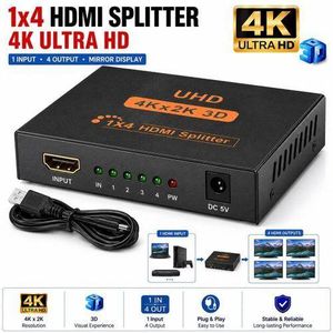 1x4 HDMI Splitter 4K HDMI Video Distributor 1 Input 4 Output Mirror Display Adapter for TV Monitor Projector