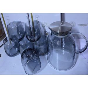 7 set smoky glass borrosilicate water set jug 1.8L