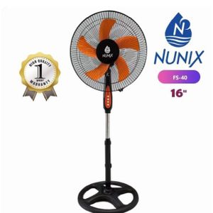 Nunix FS-40 Nunix-16" Standing Fan – Powerful Airflow, 3-Speed Control, Wide Oscillation, Durable Motor, Quiet Operation, Adjustable Height, Easy Assembly, Energy Efficient Cooling for Home and Office