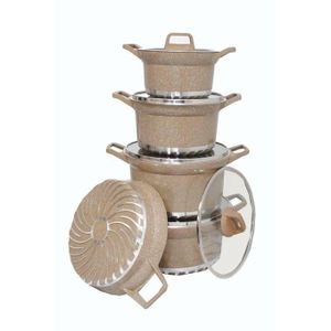 Non-stick Cookware Granite Pots -10pcs Set- Brown
