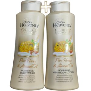 OH SO Heavenly Pure Honey & Almond Oil Nourishing Body Wash +Pure Honey & Almond Oil Nourishing 48HR Body Lotion    