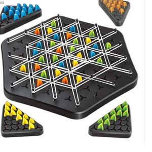 Plastic Geometry Chain Chess Board Game Kids Desktop Multiplayer Battle Educational Toy Triangle Rubber Band Chain Chess