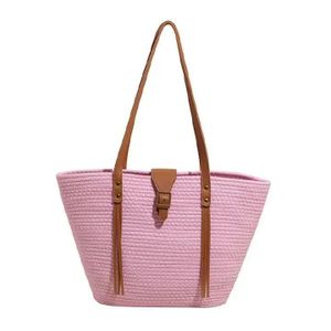 Women's Large Woven Summer Beach Shoulder Bag Boho Straw Tote - Brown