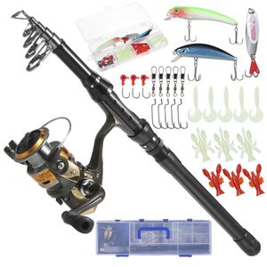 LEOFISHING Spinning Fishing Rod and Reel Combos Set with Full Kits and Carrier  Case for Travel Salt and Fresh Water