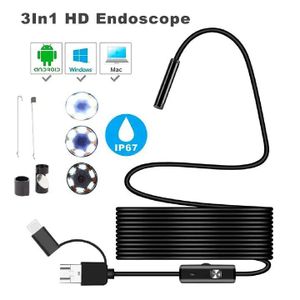 5.5MM 1M Android Endoscope Camera 3 IN1 Micro USB Type C Borescope Mini Camera Waterproof LED Car Inspection For HUAWEI XIAOMI PC