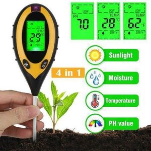 4 In 1 Digital PH Meter Soil Moisture Monitor Temperature Sunlight Tester For Gardening Plants Agriculture With Blacklight
