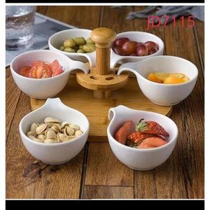 6 Dishes With A Bamboo Base Stand