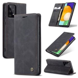 Caseme Phone Case For Wallet Retro Black Suede Leather Flip Case For Samsung Galaxy A73