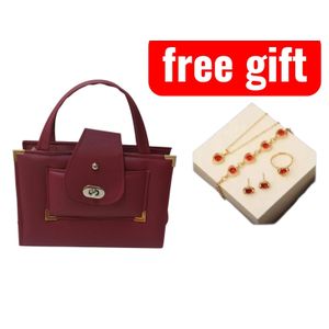 Elegant Durable Women's Handbag with Free 4PCS Jewelry Gift Set -Necklace, Earrings, Bracelet & Ring Perfect for office work, casual outings, This handbag offers enough space to carry all your essentials As a bonus comes with FREE 4pc jewelry gift set