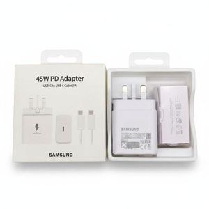 Samsung  45W Type-C Super Fast Charger Original Power Adapter + USB-C Cable Ultra-Fast Charging Plug for SamsungGalaxy S23 Ultra, S22, S21, A54, A14 UK Pin – White