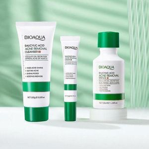 BIOAQUA Bioaoua 3 in 1, Salicylic Acid Acne Treatment and Oil Control Combo, Salicylic Cleanser + Salyclic Essence + Cream (20g)