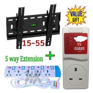Skilltech 15-55 Inch Tilting TV Wall Mount Bracket +5Way Power Extension+Free TV Guard