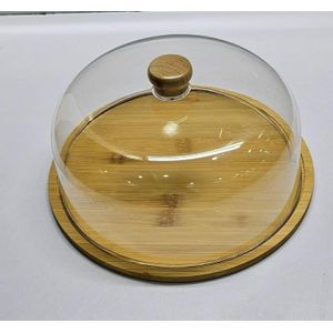 Bamboo Base Cake & Fruit Stand with Acrylic Dome Cover (30cm)