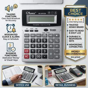 Desktop Calculator with Large Key Buttons 8 Digits Eye-Angled DisplayTalking Voice Check Money Basic Calculator For Office Business School