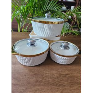 Gold rim ceramic Serving bowls 3pcs