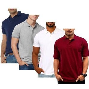 4 Men's Cotton Color Collar Polo Shirt - Multicoloured