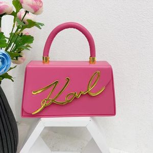 Karl Glamorous Hot Pink Signature Top-Handle Evening Bag