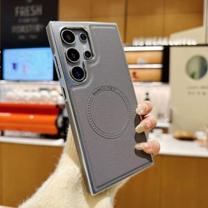 Premium Magnetic Leather Case With MagSafe For Samsung Galaxy S24 Ultra - Sleek, Durable, And MagSafe Compatible Genuine Leather Cover