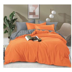 Orange High Quality Cotton Double Sided Duvet Cover Set-6x7