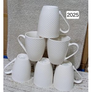 White mugs set of 6pcs