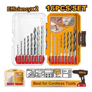 Ingco AKDL11608 16 Pcs metal, masonry and wood drill bits set